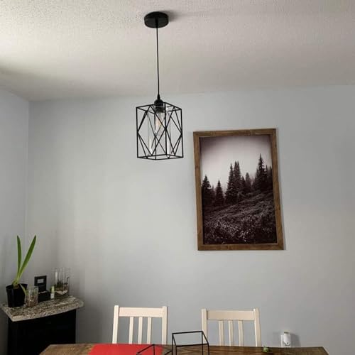 Lampe suspendue noire avec abat-jour en verre clair pour salle - 2