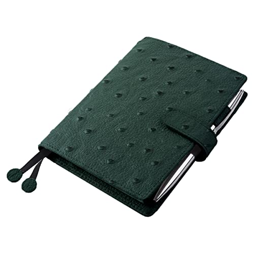 Genuine Leather A6 Planner Cover With Pen Loop Card Slots Zipper Pockets, Personal Organizer Cover, Compatible With Most A6 Size Planners Notebooks (Ostrich-Dark Green) #TOP4