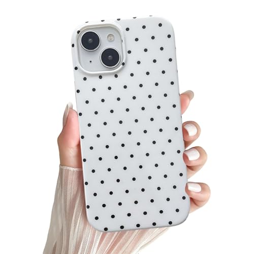 Coque à pois chic pour iPhone 15 protection tendance de l'étudiante à l'active