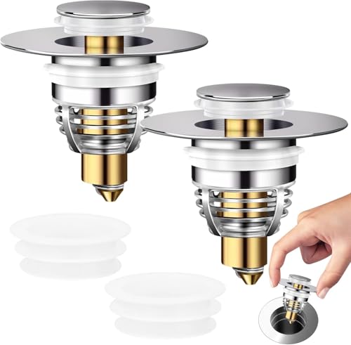 Tappo Lavandino Bagno 2 Pezzi, Tappi Bidet Universale Pop Up, Per Il Foro Di Drenaggio Di 32-42 Mm, Tappo Vasca Da Bagno Di Scarico In Metallo Per, Cucina, Filtro Lavandino Bagno, Tappo Bidet