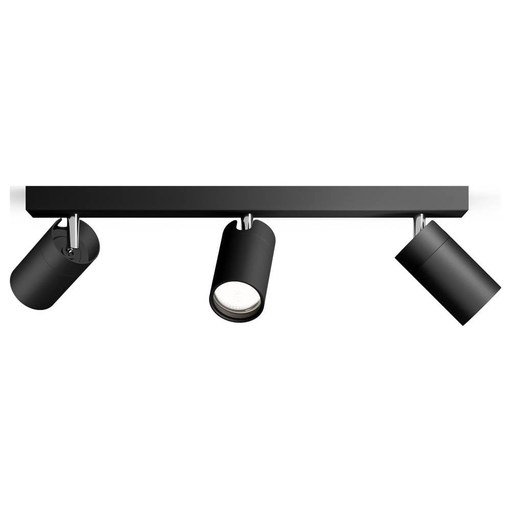 Philips Idris - Foco de Baño (3 luces), bombillas GU10 no incluida, Negro, IP44, Resistente al agua