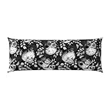 Black White Flower Sugar Skull Body Pillow Cover Pillowcase for Adults Women Men Long Body Pillow Case Cover with Zipper One Size