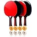 Toughito Ping Pong Paddle Set- Aero Black Ping Pong Paddles Set of 4 for All Age| Table Tennis Racket with Premium Rubber & Sponge, 3 Star Ping Pong Balls, Buy with Confident Satisfaction Guarantee