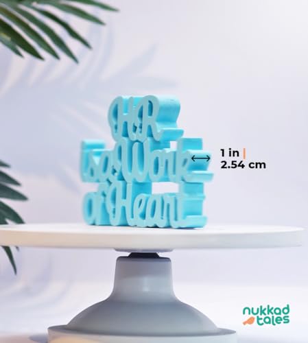Image of Nukkad Tales HR is A Work of Heart Blue Office Decor Showpiece Office Decoration Items for Office Table Corporate Gifts for Employees Gift for HR Manager (7 x 4.80 inch)