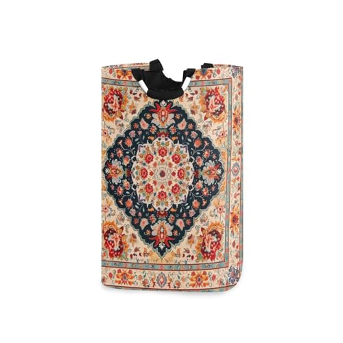 Jihqo Laundry Hamper Basket Mexican Talavera Flowers Collapsible Nursery Storage Bin Waterproof Clothing Baskets for Home Bedroom Bathroom Washing Room