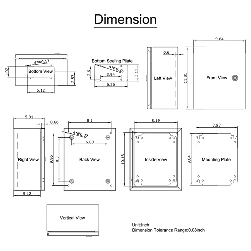 Vevor Nema Stainless Outdoor Enclosure, 12 X 10 X 6'' Nema 4X Outdoor Electrical Box, Ip66 Waterproof & Dustproof Electrical Junction Box, With Mounting Plate #TOP2