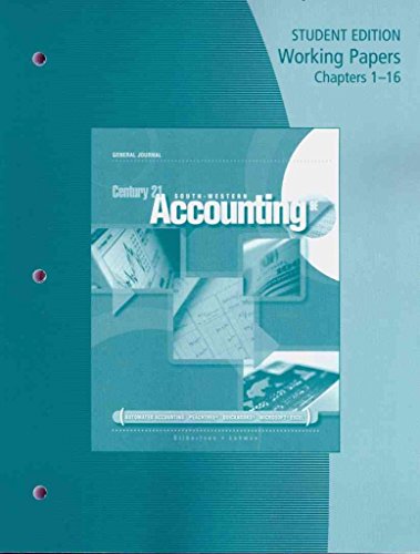 Working Papers, Chapters 1-16 for Gilbertson/Lehman's Century 21 Accounting: Multicolumn Journal, 9th