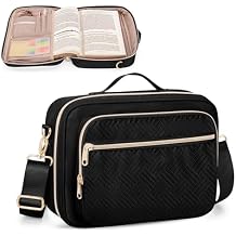 Bible Cover Case for Women, Large Bible Church Bag with Strap, Bible Carrying Case Book Protector with Handle, BlackEmpty Bag Only