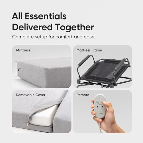 Image of Frido Smart Recliner Mattress | Remote-Controlled Recliner Frame & Mattress for Patients, Elderly & Home Use | Mild Steel Frame | 4-Step Folding, Removable HR Foam Mattress | Tool-Free Setup