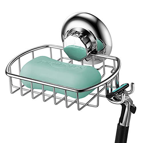 MaxHold Panier à Savon sans perceuse - Porte-Savon Douche avec 2 Crochets - Ventouse Système de Vide - Acier Inoxydable Ne Rouille Jamais - Porte Eponge pour...