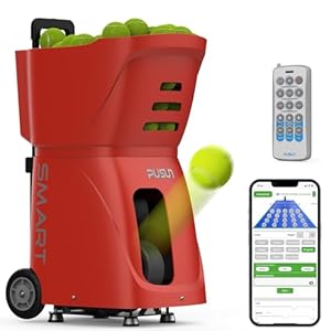 PT-Smart Professional Tennis Ball Machine, Portable Auto Tennis Serve Trainer with APP Control & 20-Point Programming, All-Court Training Equipment for Club & Individual Practice, 4-6H Battery Life
