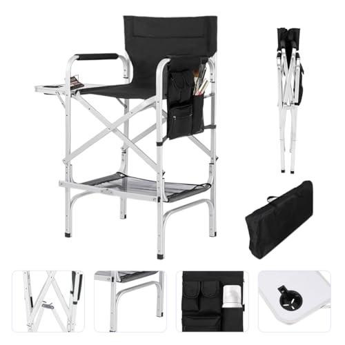 zenicham Professional Tall Makeup Chair with Folding Side Table &