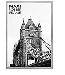 New Premium Designed Maxi Frame,61x91.5cm-EtonWood, 24 x 36 Inches- Perfect for Wall Gallery Portrait Landscape Art Decor with Heavy Duty Backing & Shatter-Resistant Styrene (Silver)