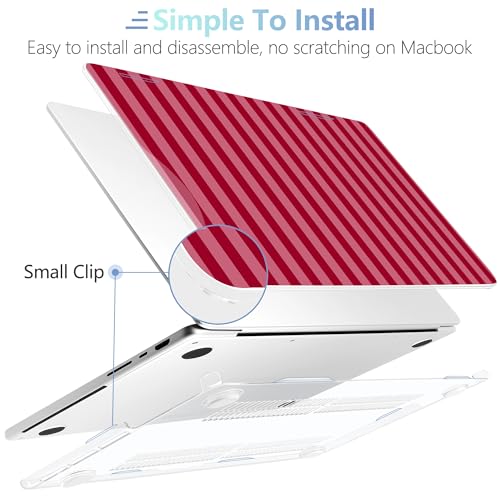 Image of MEEgoodo Case for MacBook Pro 14 inch (M5 /M4 /M3 /M2 /M1) Pro /Max 2026 2025 2024 2023 2021, Case Fit Model A3427 /A3426 /A3434 /A3112 /A3401 /A3185 /A2918 /A2992 /A2779 /A2442,Red&Pink Stripe