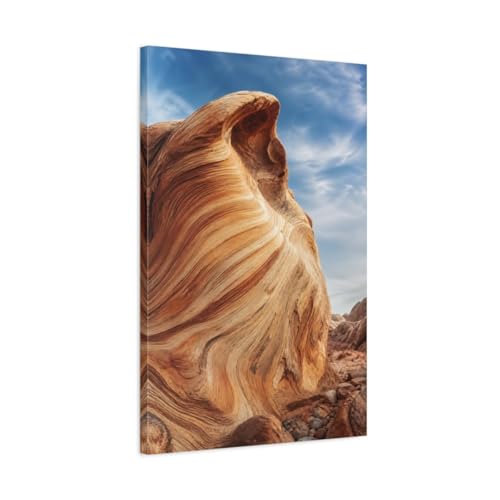 Toile vagues de grès orange et bleu salon moderne deco murale verticale 50x75cm