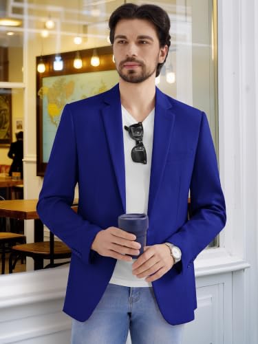 Image of MAGE MALE Men's One Button Suit Jacket Elegant Solid Color Blazers Slim Fit Lightweight Sport Coats Blazer