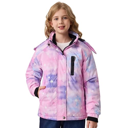 MoFiz Girls Ski Jacket Warm Winter Jacket Windproof Fleece Winter Coat Snow Jackets with Zipper Pockets2