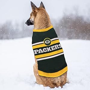 Pets-First-NFL-Green-Bay-Packers-Dog-Sweater-Size-Small-Warm-and-Cozy-Knit-Pet-Sweater-with-NFL-Team-Logo-Best-Puppy-Sweater-for-Large-and-Small-Dogs-Team-Color-GBP-4179-SM - Cucciolini Doodles   Pets-First-NFL-Green-Bay-Packers-Dog-Sweater-Size-Small-Warm-and-Cozy-Knit-Pet-Sweater-with-NFL-Team-Logo-Best-Puppy-Sweater-for-Large-and-Small-Dogs-Team-Color-GBP-4179-SM