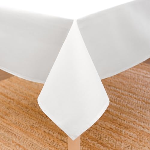 Encasa XO Dining Table Cover | 56"x72" Cotton Canvas Rectangular Tablecloth | Machine Washable, White Table Cloth for Indoor & Outdoor Dining, Durable, Easy-Care | Suitable for Any Occasion by Encasa XO - Used condition - US$14.53