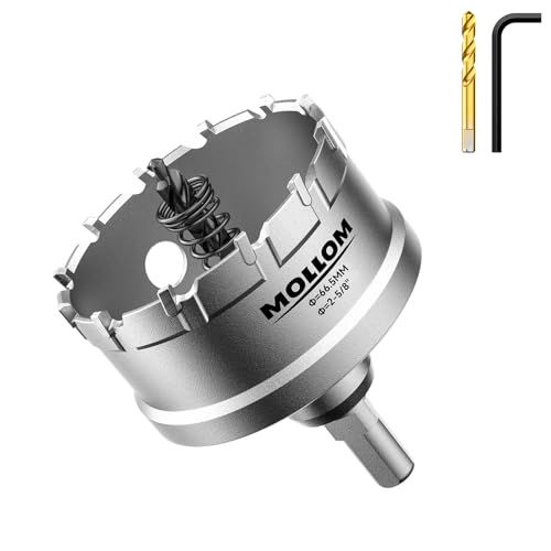 Mollom 2-5/8" (66.5mm) Heavy Duty Carbide Hole Saw with 2 Pilot Bits