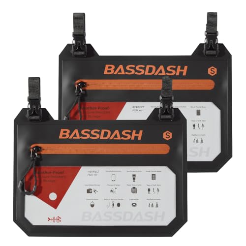 BASSDASH 2-Pack Bolsa de Pesca TPU Resistente con Cierre a Prueba de Agua para Carnadas Blandas, Herramientas y Accesorios