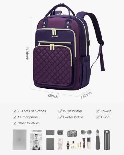 Image of LOVEVOOK Laptop Backpack Purse for Women, 15.6 inch Laptop Bag for Travel with USB Port, Water Resistant Lightweight Daypacks for College Work Business, Nurse Teacher Computer Backpacks