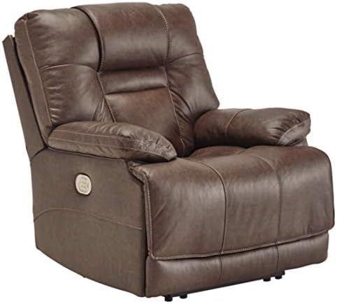 Signature Design by Ashley Wurstrow Leather Adjustable Power Recliner, Brown