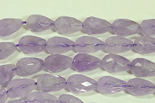 Améthyste facettée 12x7.7mm en forme de goutte pour création de bijoux artisanaux uniques
