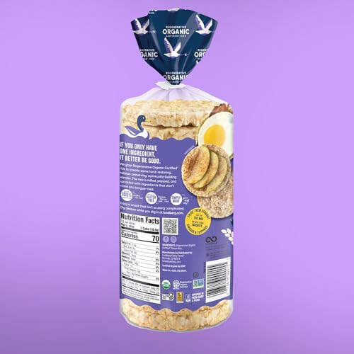 Lundberg Organic Brown Rice Cakes, Salt-Free, Gluten-Free, Vegan, Healthy Snacks, 8.5 Oz