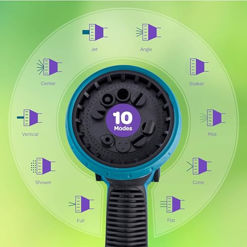 Image of Hose Nozzle [2 Pack] Heavy Duty Hose Sprayer With 10 Adjustable Watering Patterns. Thumb Control Design, Comfortable Ergonomic Grip, Garden Hose Nozzle for Watering Plants & Lawns /Fun showers /Cleaning