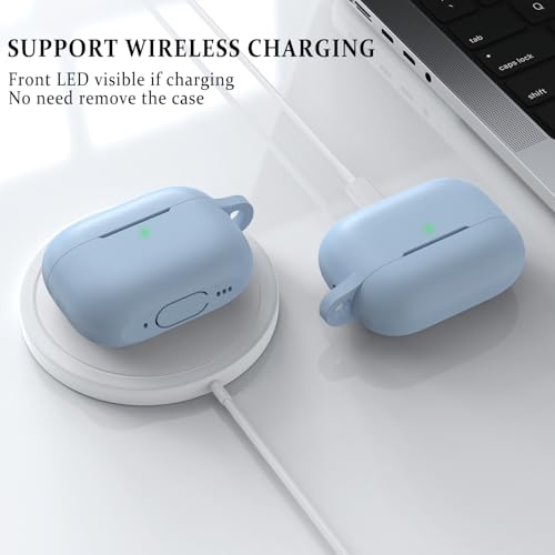 Image of Meliya for AirPods Pro 2 /1 Gen (2023 /2022 /2019) Case Cover with Cleaning Kit and Keychain, Soft Silicone Case Compatible with Airpods Pro 2 (USB-C /Lightning Cable) - Blue