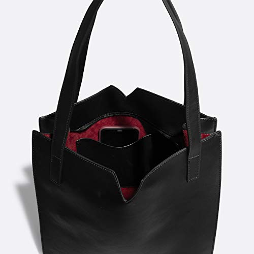 Bolsa de couro vegano leve Alicia da Pixie Mood – com bolsa transversal, Sleek Black, 13 x 13 x 4.75