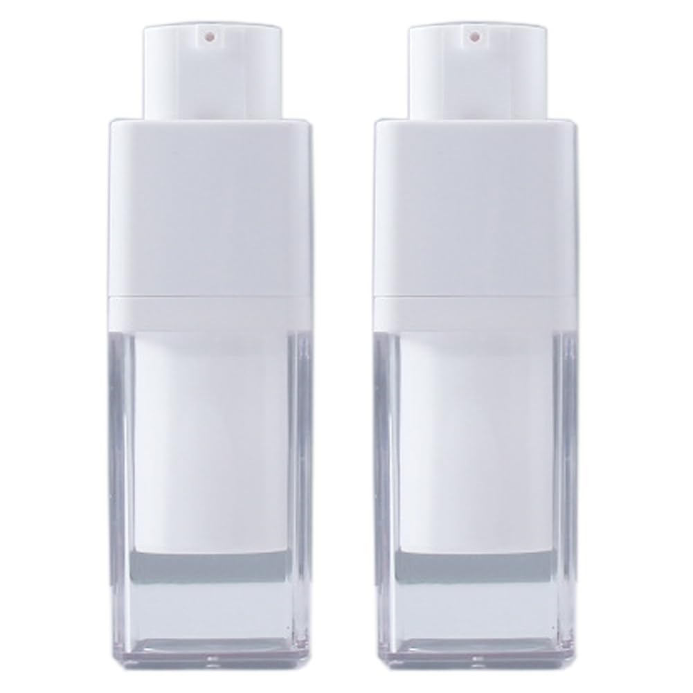 2pcs Square Essence Dispensers Clear Airless Pump Bottles Plastic Refillable Empty Pump Bottles For Foundation Cream Lotion Pump Bottles 50ml