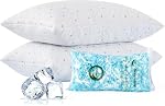 Dreamood Pillows Queen Size 2 Pack with Bamboo Fiber Cooling Bed Pillow with Hypoallergenic Cover Shredded Memory Foam Pillows for Sleep Adjustable Firm & Soft for Back Side Stomach Sleepers