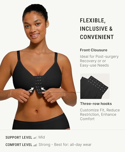 Image of FeelinGirl Post Surgery Bras for Women Front Closure Mastectomy Bras Surgical Wireless Full Coverage Compression Bra