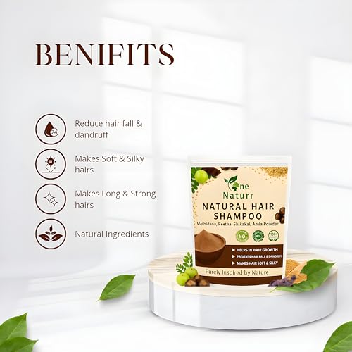 Image of Natural hair Shampoo for prevents hair fall & Anti-dandruff, And helps in hair growth Ayurvedic herbal shampoo powder nourieshes the hair & makes it Soft & Shiny (200g)