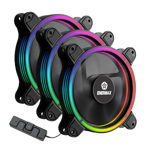 ENERMAX Ventilateurs 120mm RGB LED Adressable, ultra silencieux Haut de gamme T.B.RGB Ad. (UCTBRGBA12P-BP3) Pack de 3 unités, Pale Détachable, technologie...