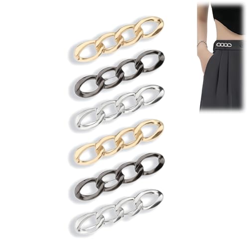 6-Pack Adjustable Waist Clips for Trousers Adjustable Waist Tightener for Jeans Reusable for Adju/stable Jeans Buttons Wa/ist Tightener Clips Wa/ist Extender for Trousers Jea/ns Adjuster Cinch Clip