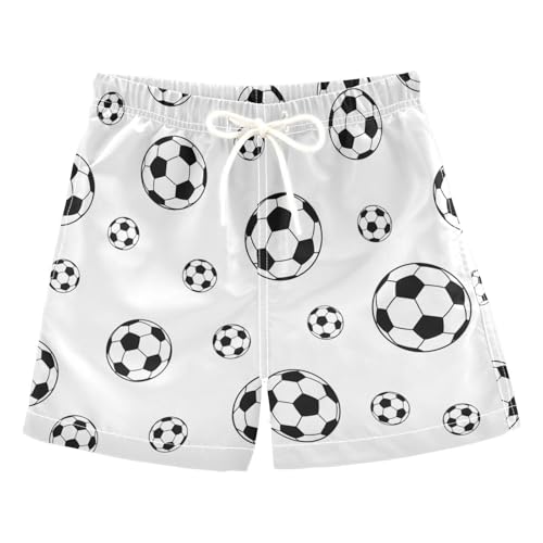 KEEPREAL Soccer Ball Pattern Boys Swim Trunks Quick Dry Stretchy