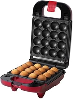 Giles & Posner EK4943G 3 in 1 Compact Mini Treat Maker, Make Delicious Doughnuts, Cake Pops & Waffles, Party Treat Waffle & Cake Maker, Easy Clean Non-Stick Removable Plates, 650W, Red