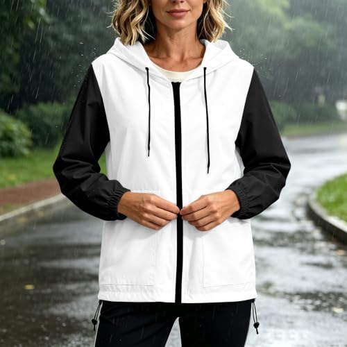 BUERCWS Womens Windbreaker Jacket Lightweight Hooded Raincoat with Pockets - image 7