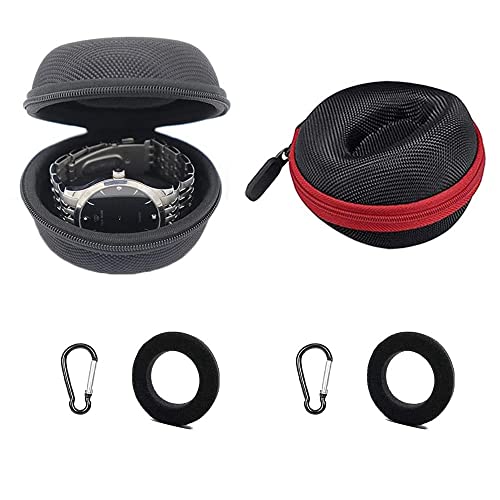 2 Piezas Caja Reloj Viaje, Watch Travel Case, Portable Single Watch Travel Case Relojes Caja, con Mosquetón, Cremallera, Adapta Todos Relojes Pulsera y Relojes Inteligentes Hasta 50 mm (Rojo, Negro) Cover