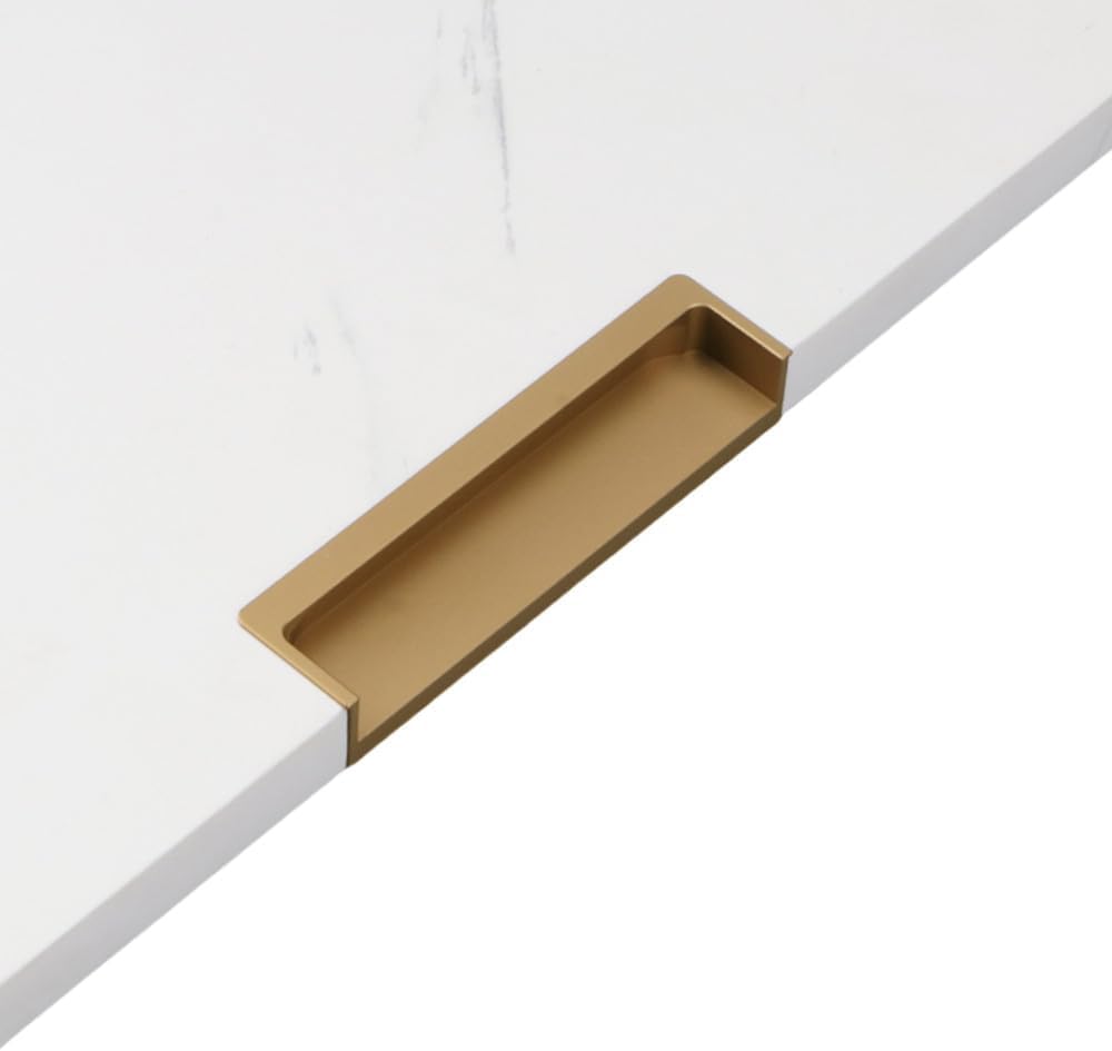 Mkauyycb Champagne Gold 120 Recessed Handles, Concealed Handles, 1Pcs Shoe Cabinet Dark Embedded Buckle Hand Invisible(Champagne Gold 120)