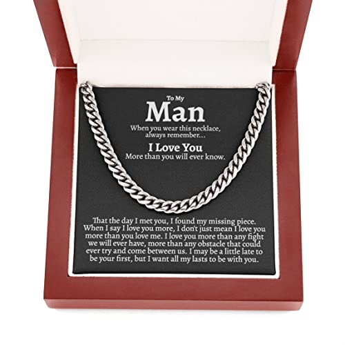Gifts To Keep Boyfriend Cuban Chain Necklace, Boyfriend Birthday, Boyfriend Anniversary, Romantic Gift for