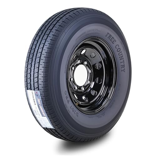 Image of Free Country Trailer Tire Wheel ST235 /85R16 12-Ply 128N 8X6.5 Black Mod Rim