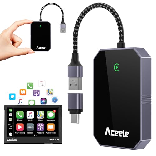 Aceele CarPlayJ[CXWireless Apple CarPlay CXJ[vCA_v^[ 2.4GHz/5GHz WiFiBluetooth J[vC xň肵ڑ Rg[ J[ir/ʘb/y