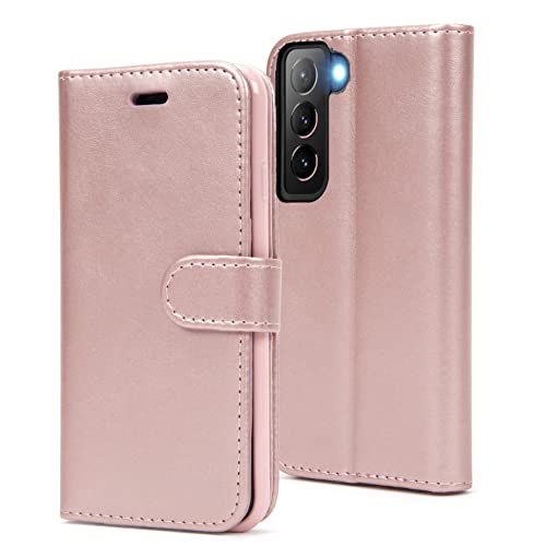 AMAZE!UK A34 case Compatible With Samsung Galaxy A34 Phone Case Leather Flip Protective Wallet Style Kickstand Magnetic Schockproof Cover Rose Gold