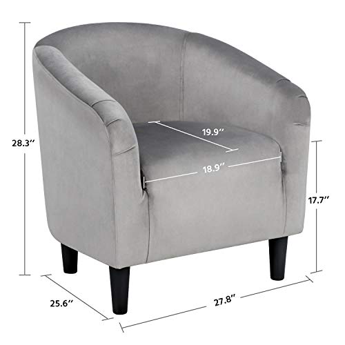 Topeakmart Velvet Club Chair Accent Arm Chair Upholstered Barrel Chair Grey #TOP3