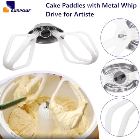 Cake Paddles with Metal Whip Drive for Artiste Stand Mixers Compatible with Universal Plus NutriMill Mixers,Food Grade(2 Pack) - Thumbnail 2