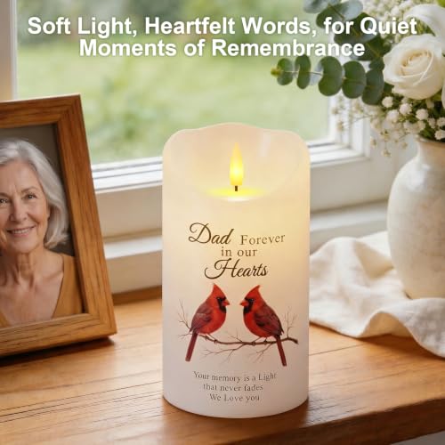 Image of Homemory Cardinal Memorial Candle, Flameless Sympathy Gifts for Loss of Loved One, Real Wax LED Candle with Remote, Bereavement Gifts, Remembrance Gift for Loss of Mother & Family